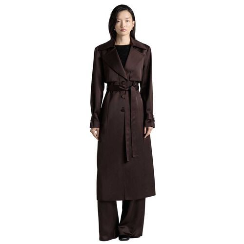 Cue Coffee Matte Satin Viscose Trench